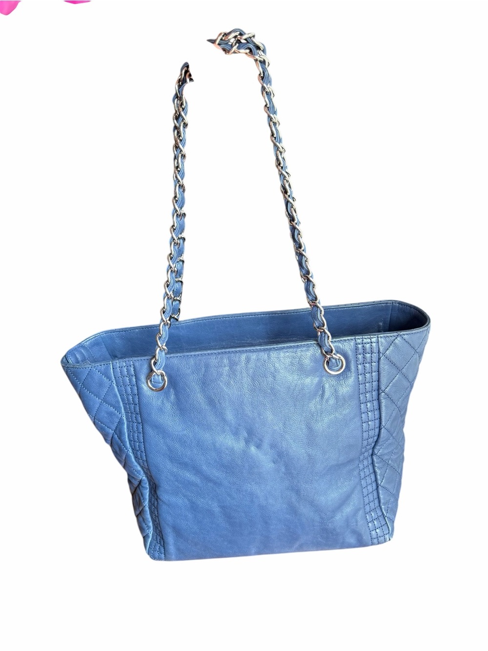 CHANEL Light Blue Quilted CC Shoulder Tote - Picture 2 of 8